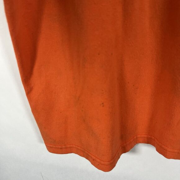 VTG 2001 Harley Davidson T Shirt Men XL Orange TNT Quincy IL Double Sided STAINS - Picture 13 of 15